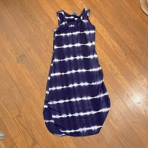 Navy and white midi dress